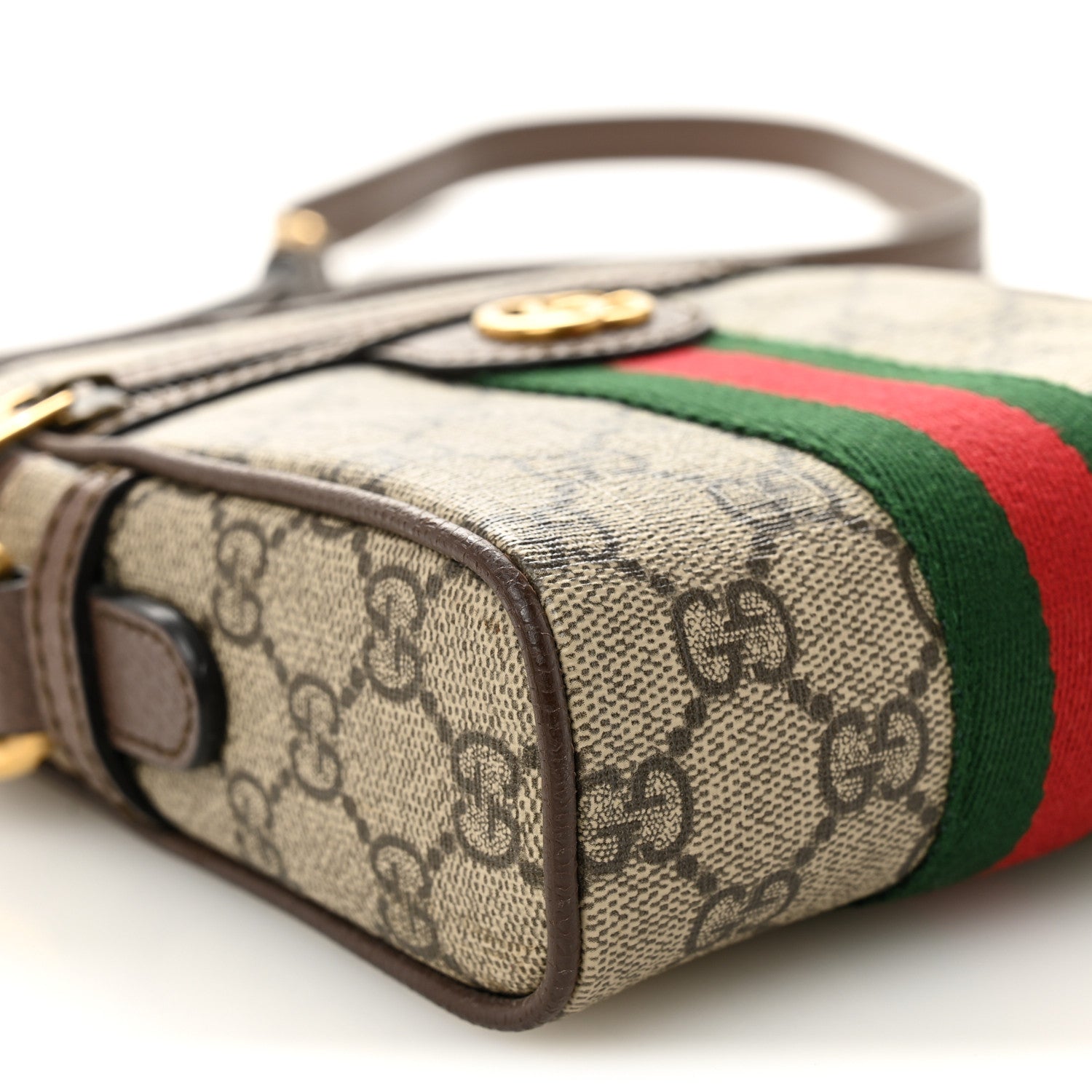 Gucci GG Supreme Monogram Web Mini Ophidia Messenger Brown 16 of 19