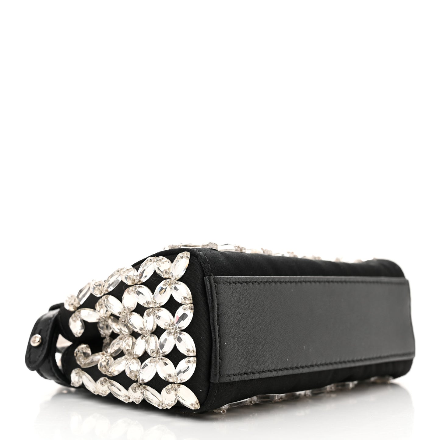 Satin Crystal Shiny Nappa Embroidered Micro Peekaboo Iconic Satchel Black Crystal