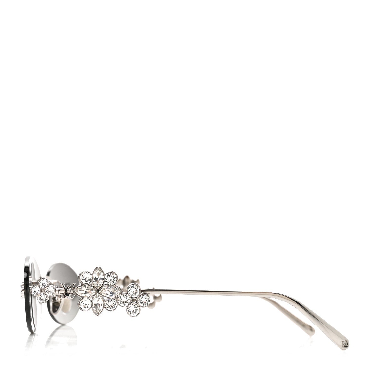 Louis Vuitton Metal Crystal Oval LV Dazzling Sunglasses Z3186U Silver 3 of 8