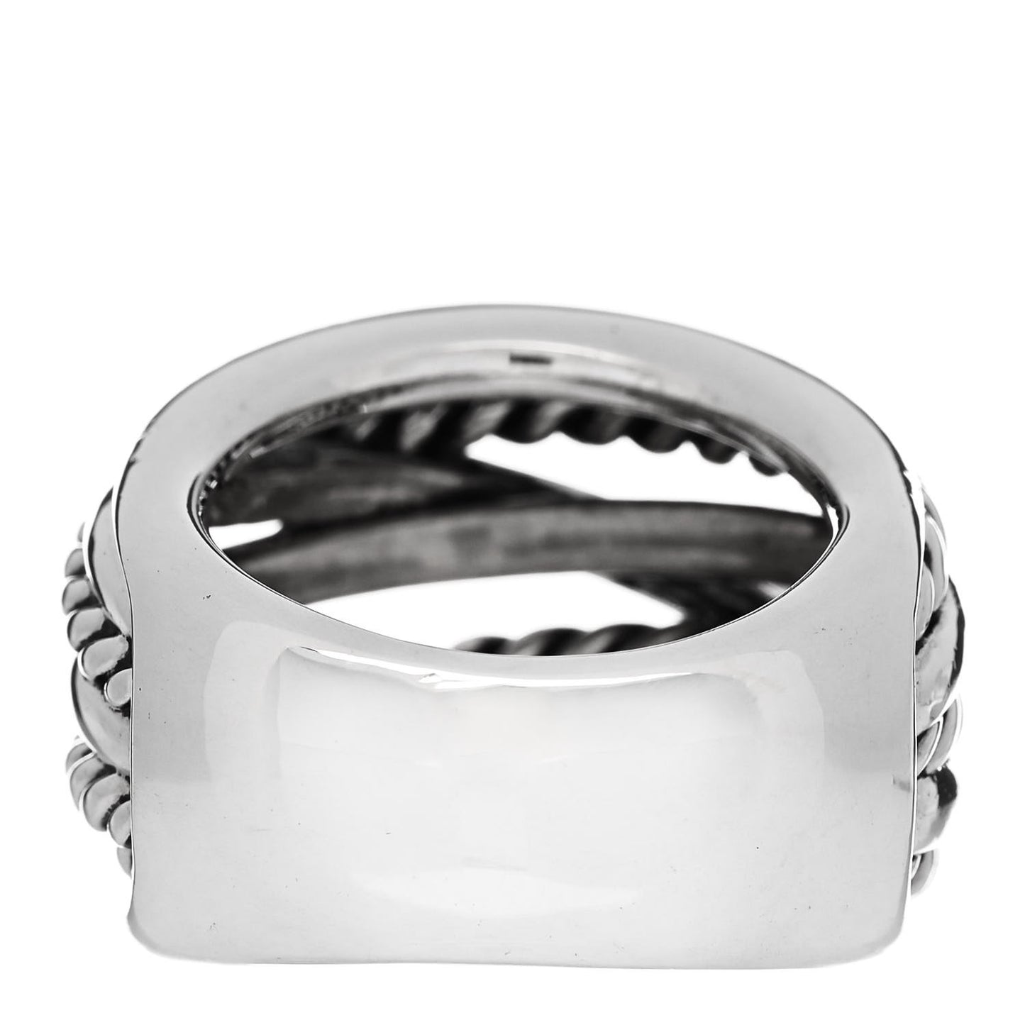 Sterling Silver 18mm Wide Crossover Cable Ring 50 5.5