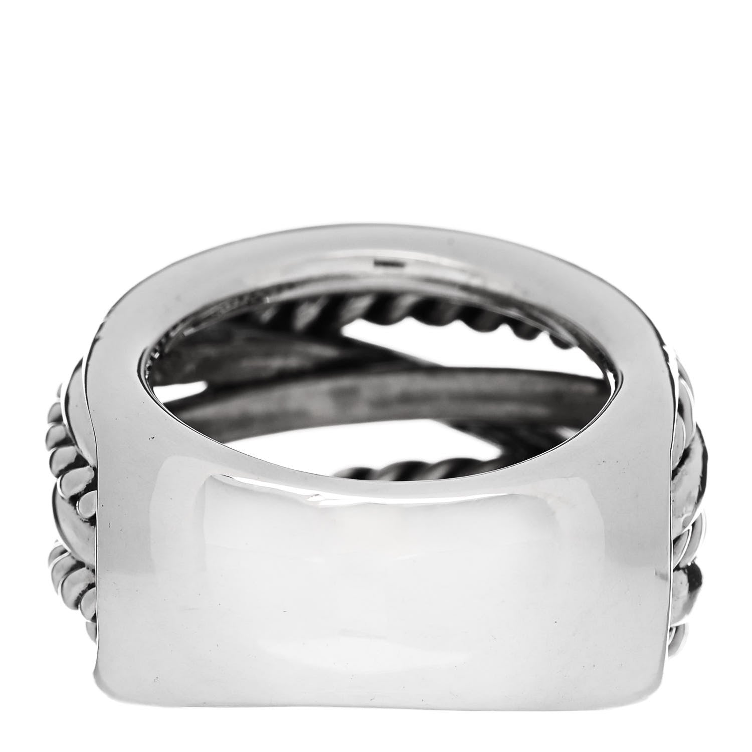 David Yurman Sterling Silver 18mm Wide Crossover Cable Ring 50 5.5 4 of 5