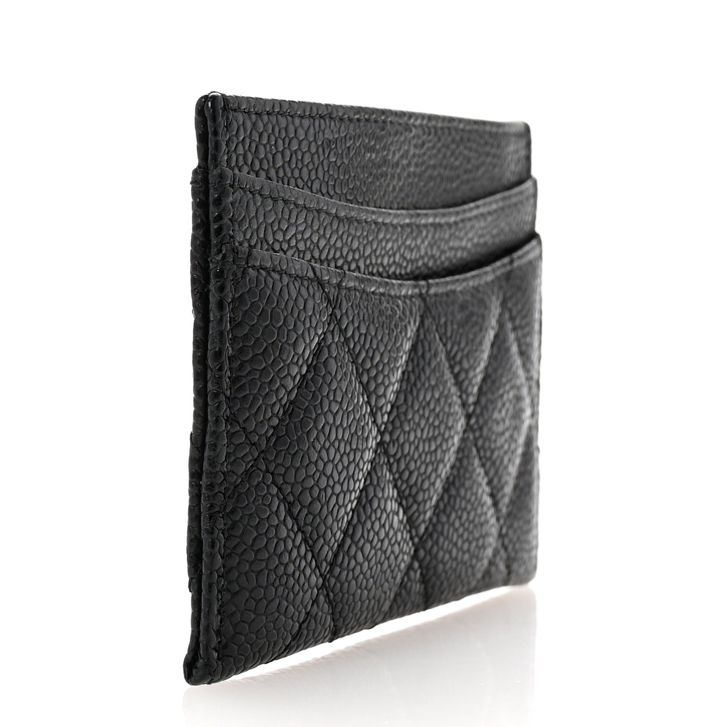 Caviar Quilted Card Holder Black