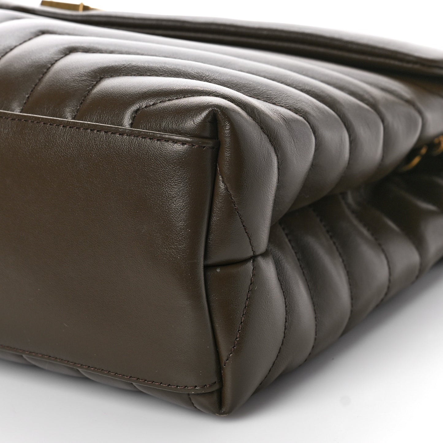 Calfskin Y Quilted Monogram Medium Loulou Chain Satchel Soil Brown