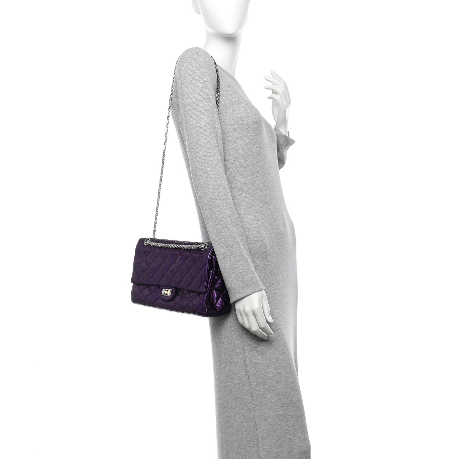Chanel Metallic Aged Calfskin Quilted 2.55 Reissue 226 Flap Purple 2 of 10