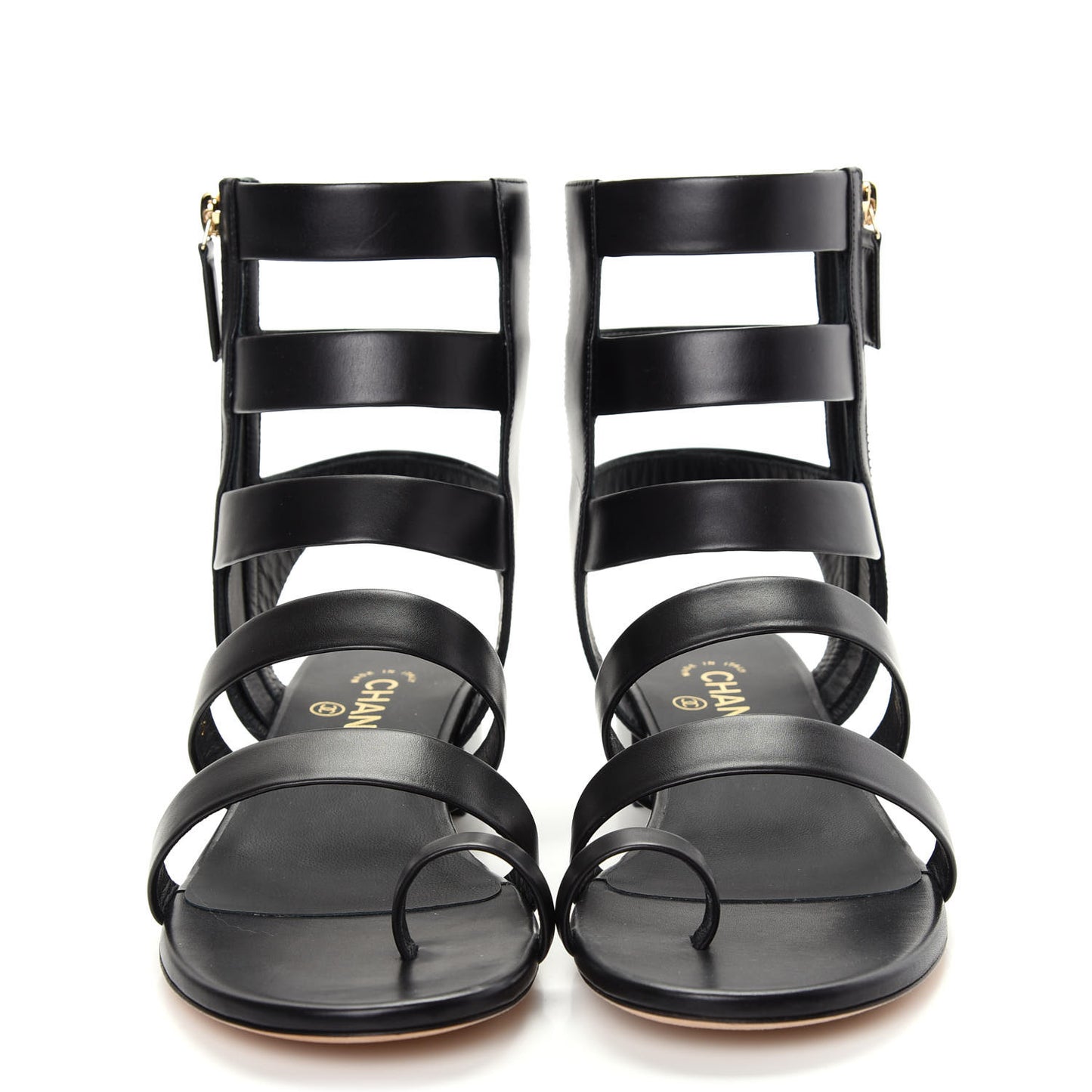 Calfskin Gladiator Sandals 39.5 Black