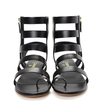 Chanel Calfskin Gladiator Sandals 39.5 Black 2 of 11