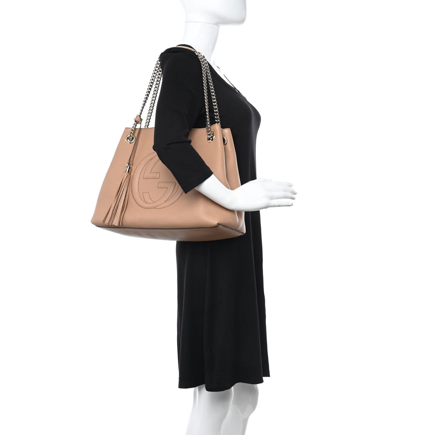 Pebbled Calfskin Medium Soho Chain Shoulder Bag Camelia