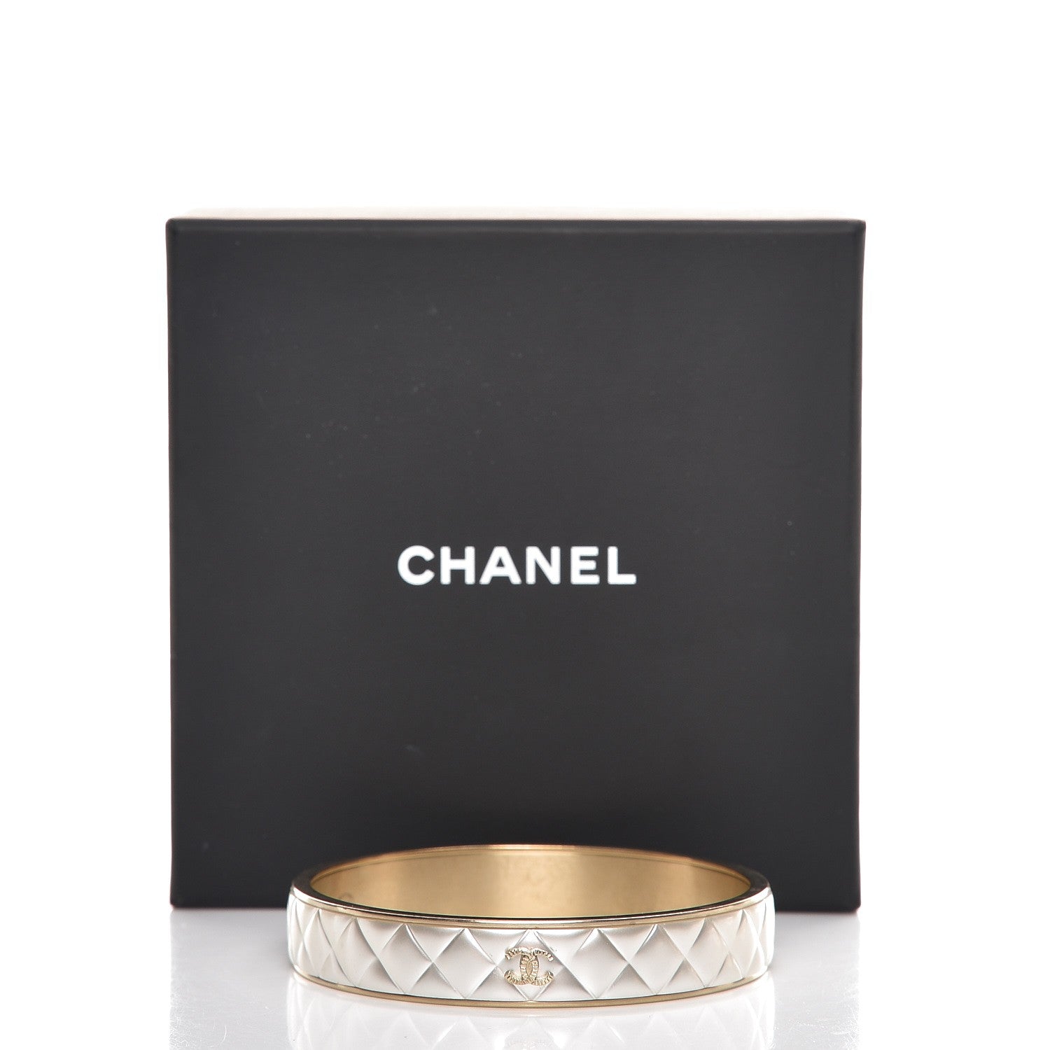 Chanel Quilted CC Bangle Silver Gold 4 of 4