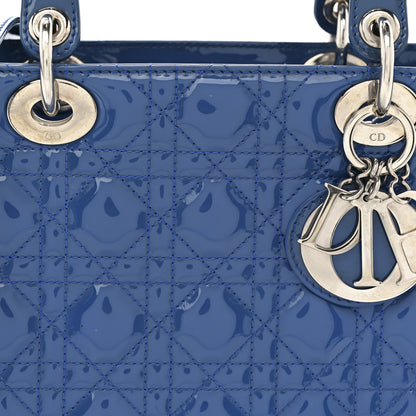 Christian Dior Patent Cannage Medium Lady Dior Blue 8 of 11