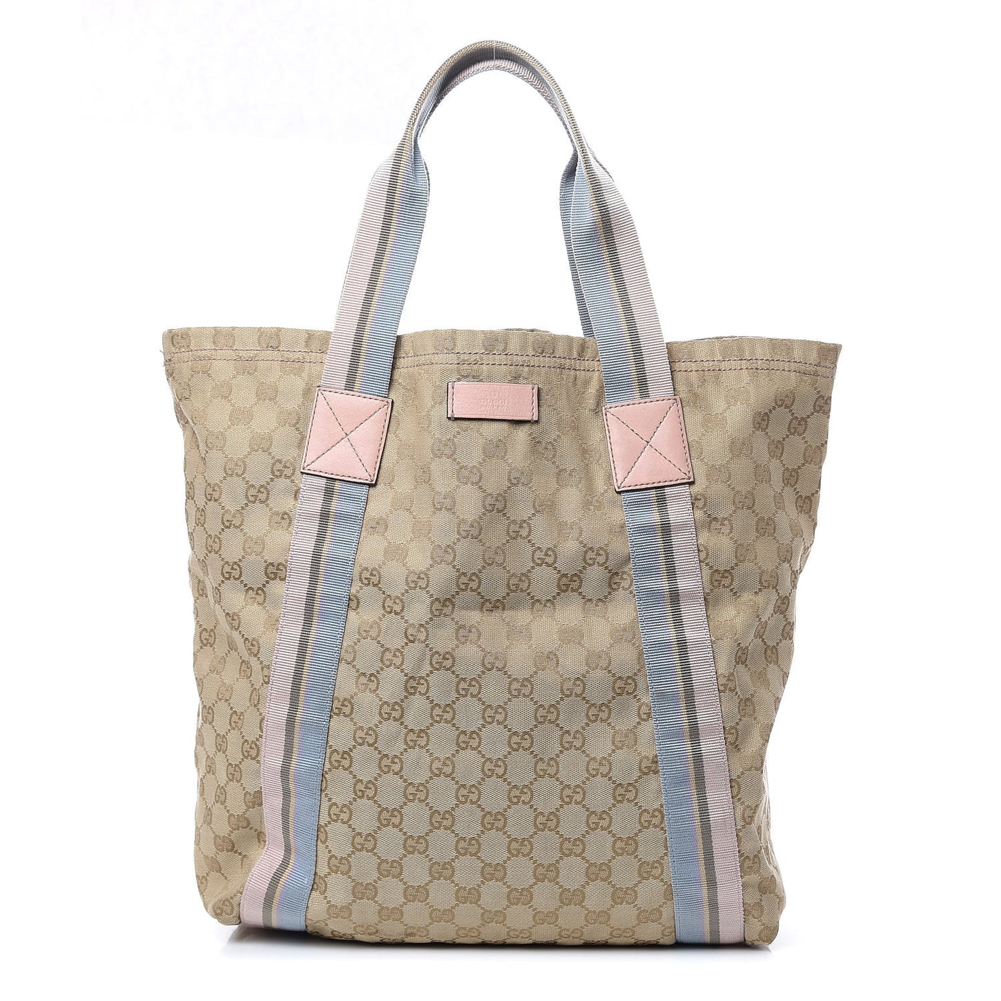 GG Monogram Medium Web Handle Vertical Tote Pink Blue