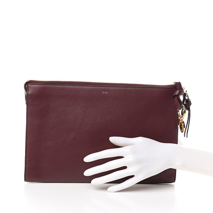 Chloe Calfskin Flat Pouch Clutch Brown 2 of 8