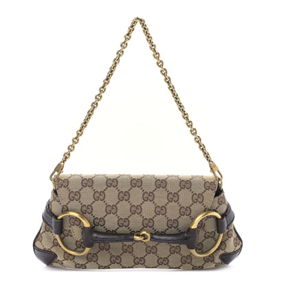 Gucci Monogram Horsebit Clutch Dark Brown 1 of 9