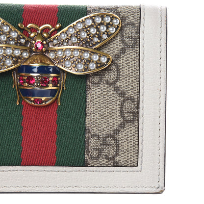Gucci GG Supreme Monogram Web Queen Margaret Card Case Wallet Beige Mystic White 11 of 12