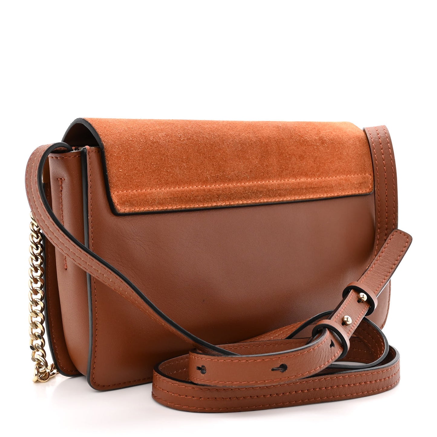 Suede Calfskin Small Faye Shoulder Bag Tobacco