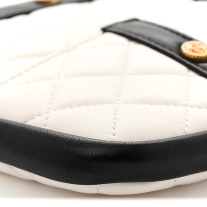 Chanel Lambskin Quilted Medium Girl Shoulder Bag White Black 9 of 12