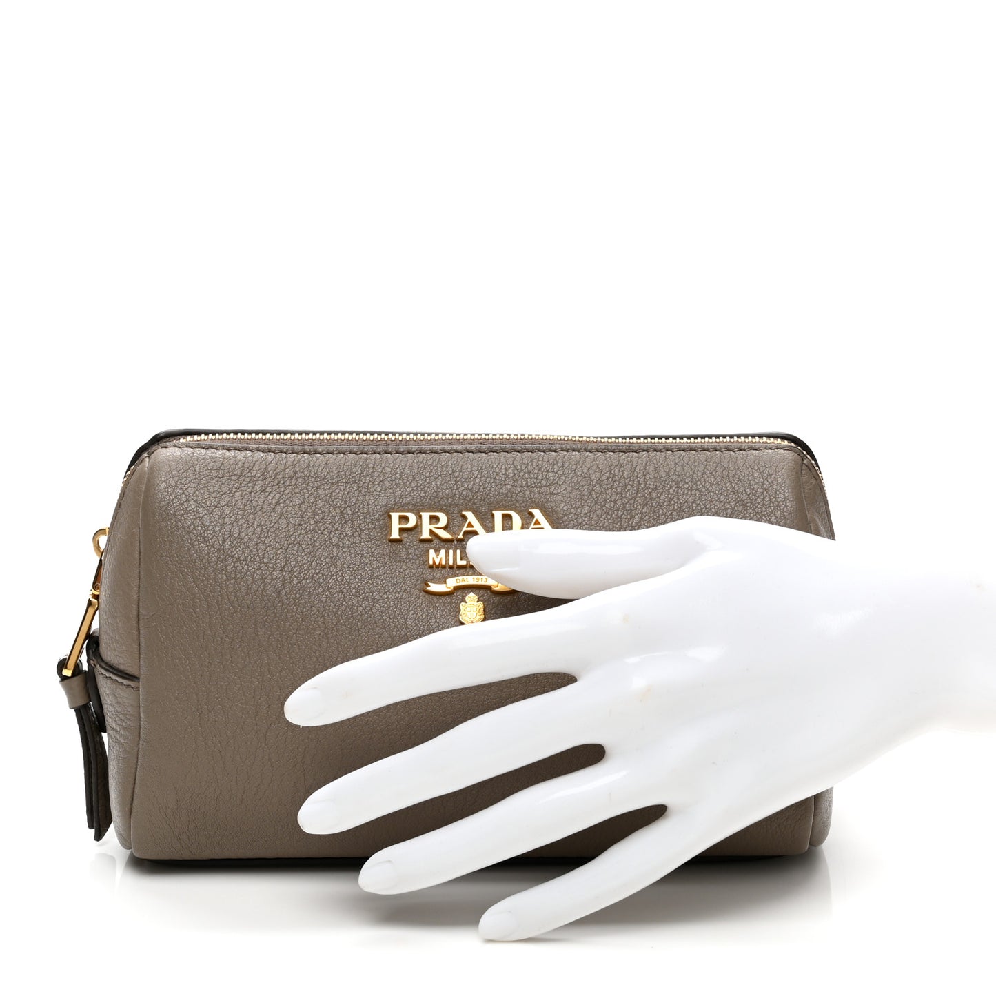 Vitello Daino Cosmetic Pouch Argilla