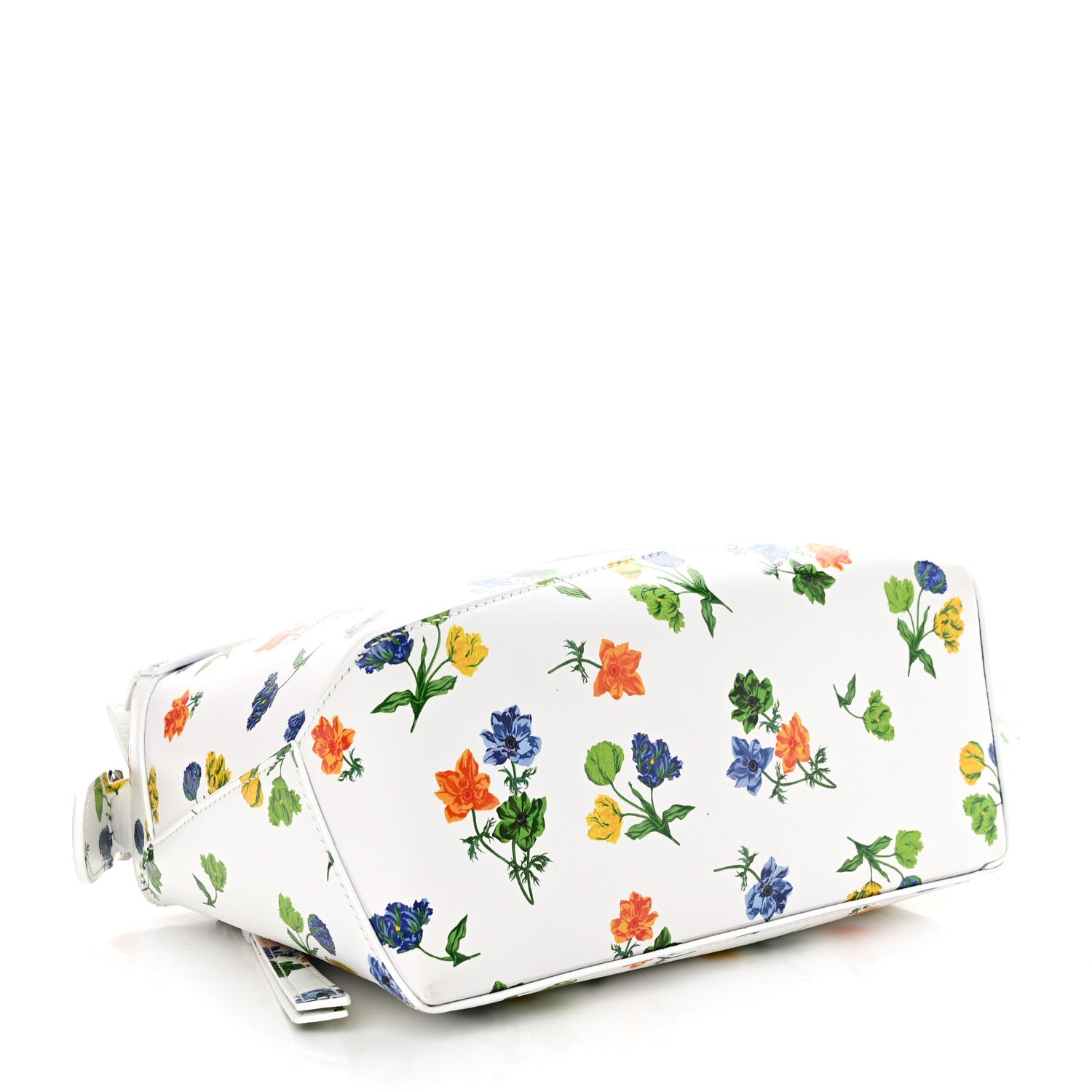 Loewe Satin Calfskin Flower Print Small Puzzle Edge Bag White Multicolor 4 of 11