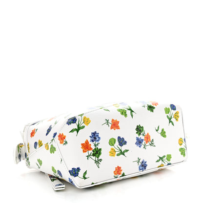 Loewe Satin Calfskin Flower Print Small Puzzle Edge Bag White Multicolor 4 of 11