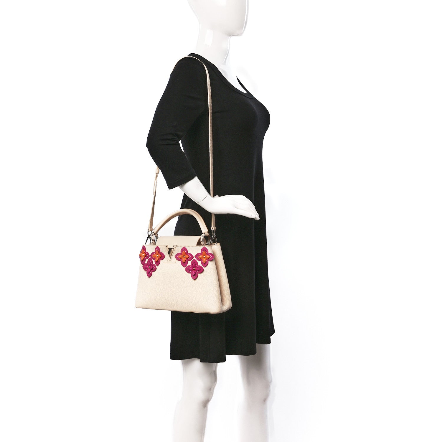 Louis Vuitton Taurillon Mechanical Flowers Capucines BB Dune 2 of 8