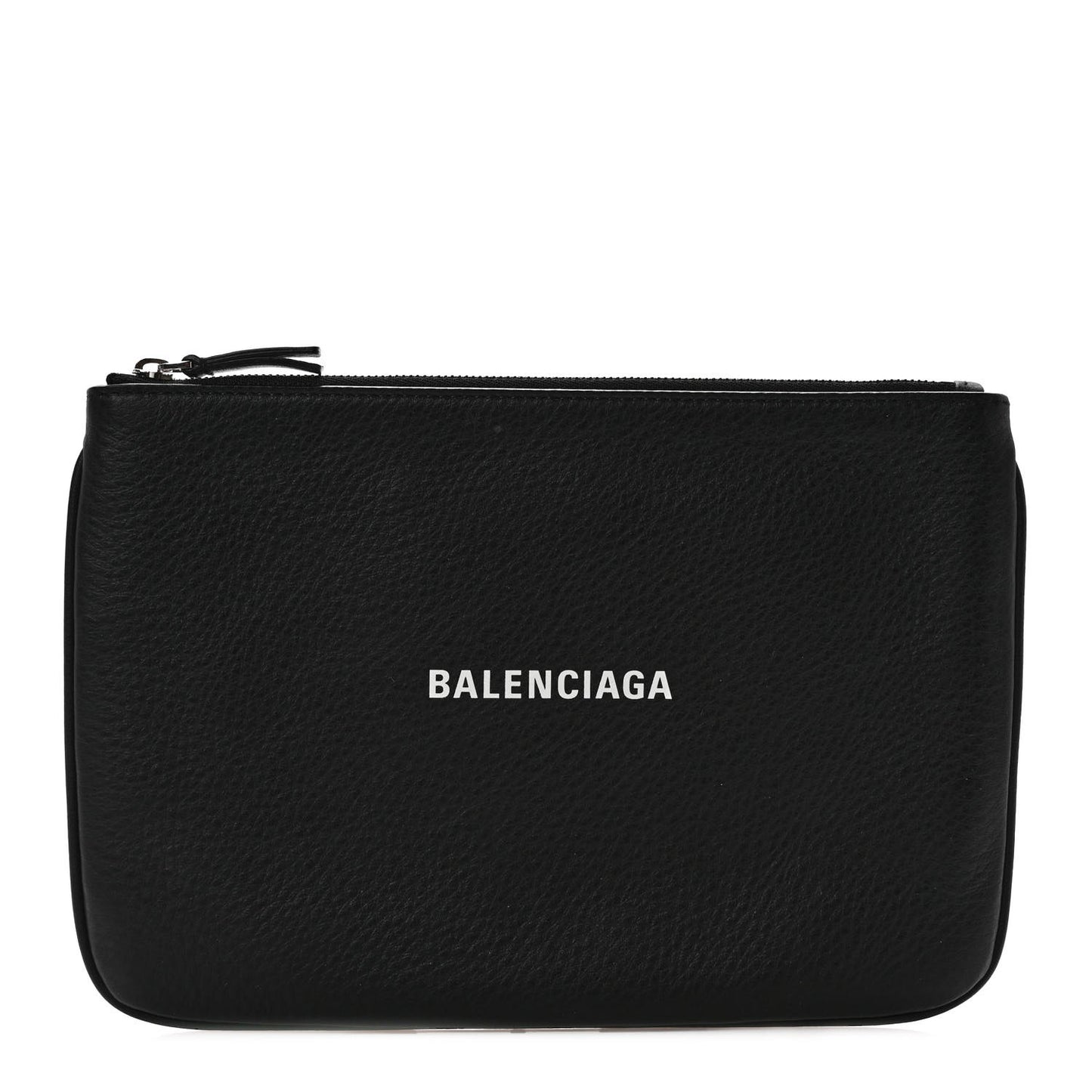 Calfskin Large Everyday Zip Pouch Black