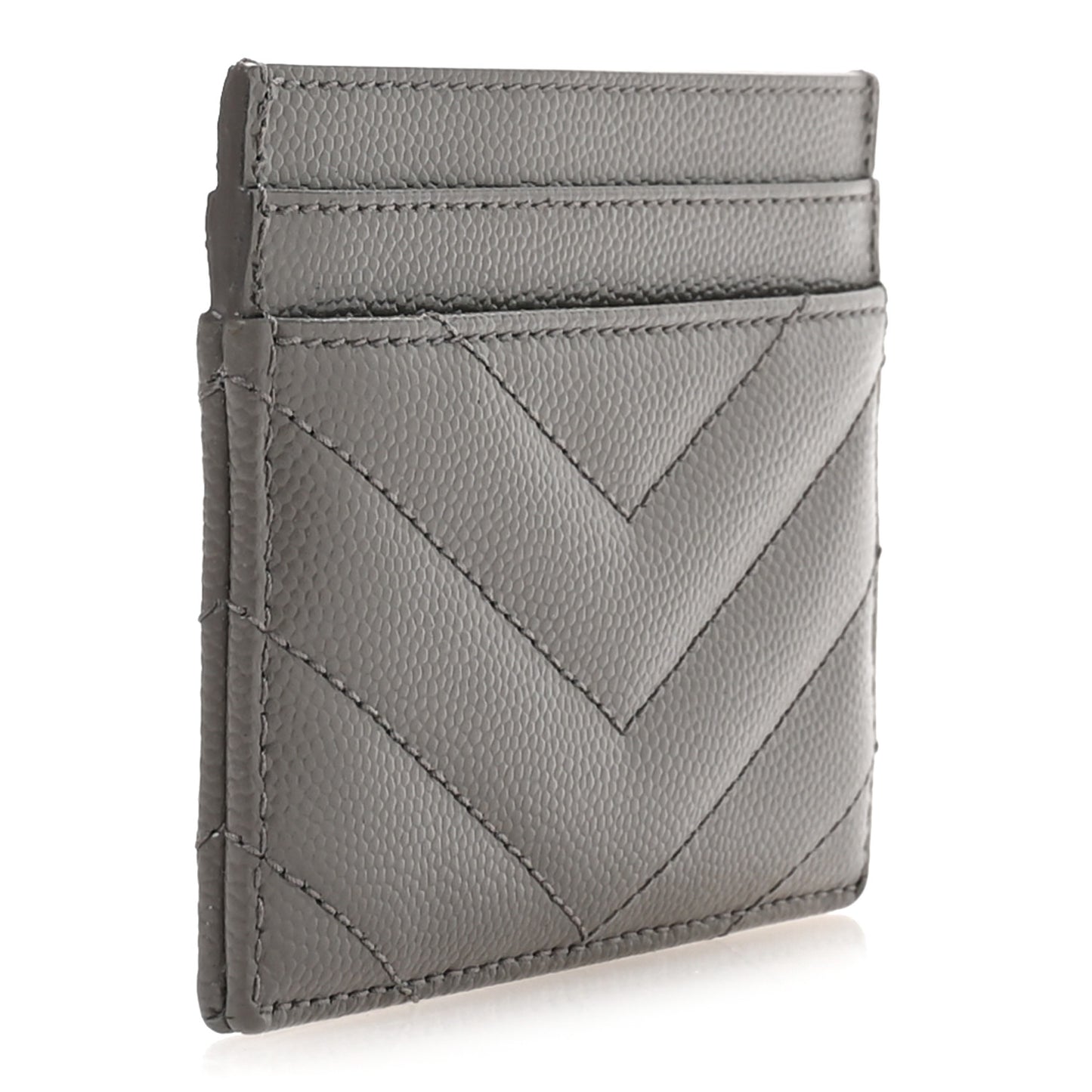 Grain De Poudre Matelasse Chevron Monogram Credit Card Case Earth