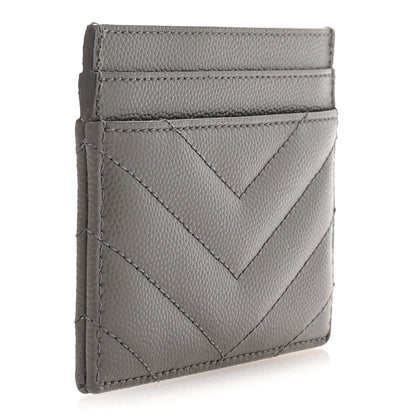 Saint Laurent Grain De Poudre Matelasse Chevron Monogram Credit Card Case Earth 3 of 7