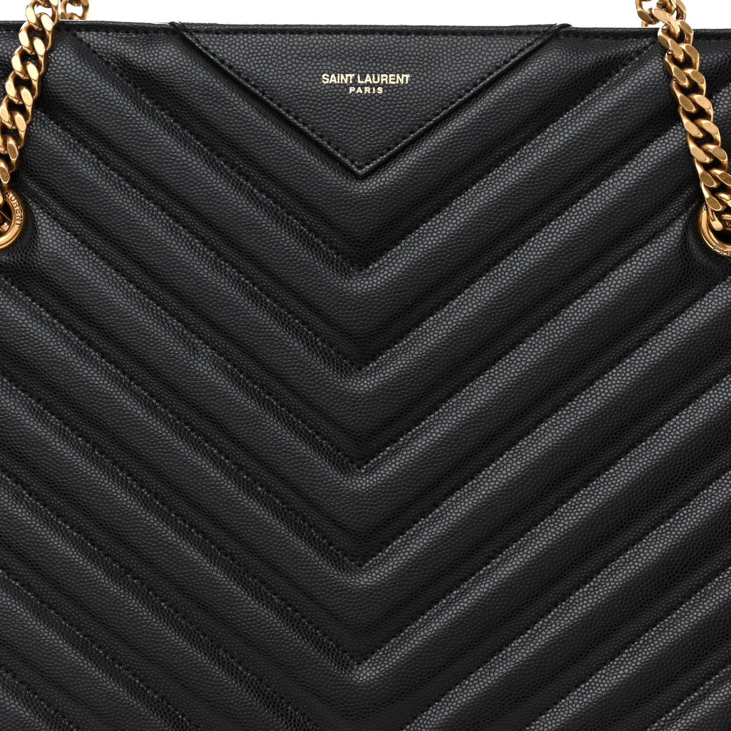 Grain de Poudre Matelasse Chevron Medium Tribeca Shopping Bag Black