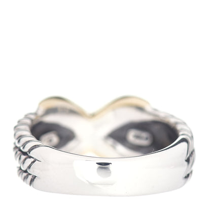 David Yurman Sterling Silver 18K Yellow Gold X Triple Row Ring 55 7.25 4 of 5