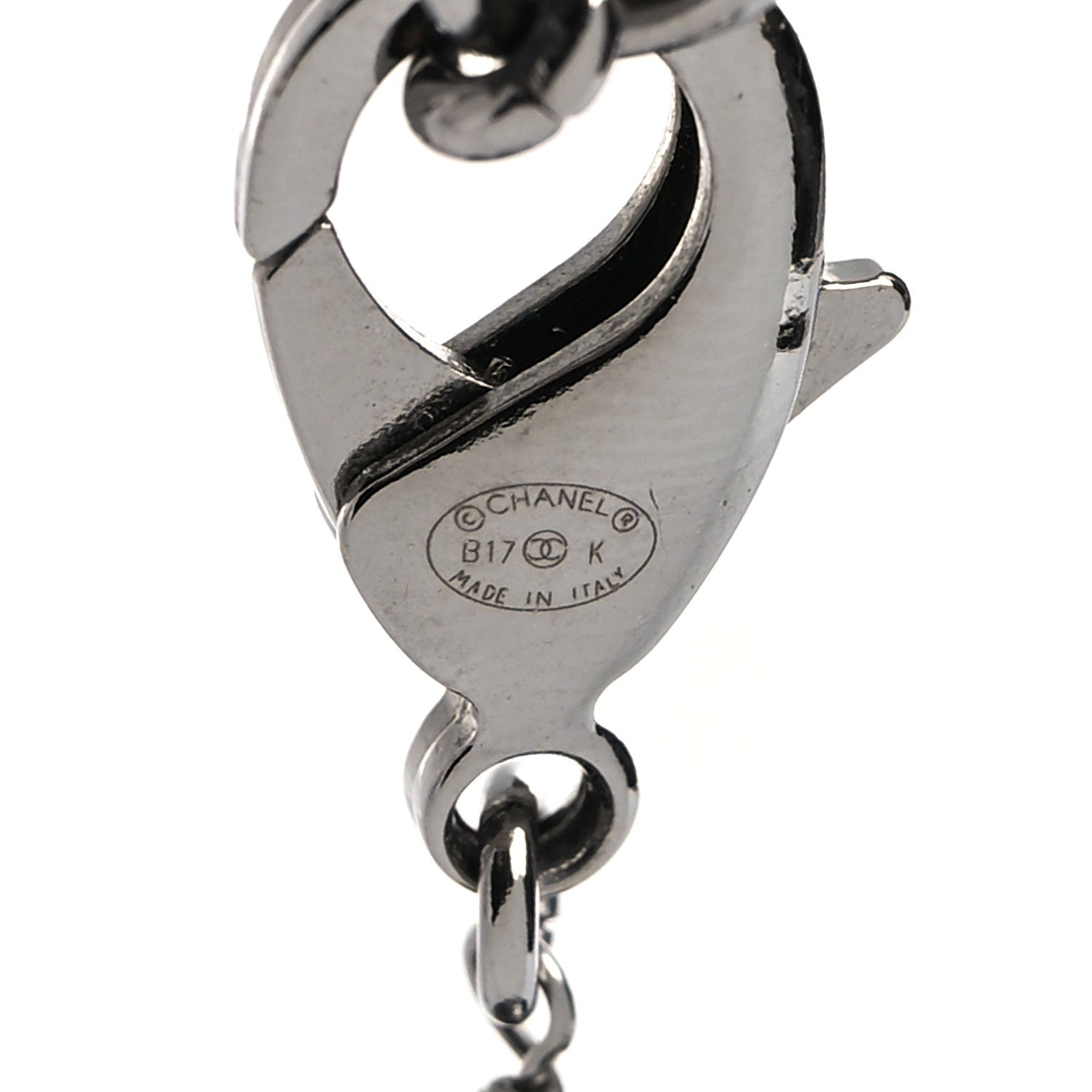 Chanel Ruthenium Crystal Pearl CC Necklace Grey 5 of 5