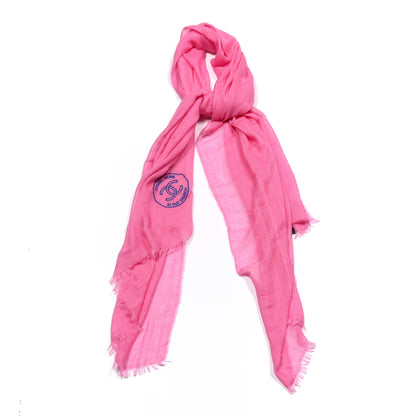 Chanel Cashmere Silk CC Rue Cambon Fringe Scarf Fuchsia 1 of 4