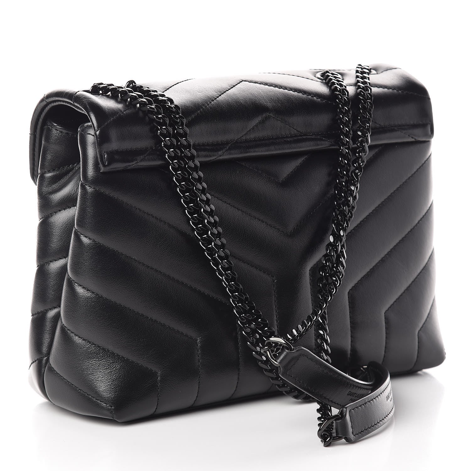 Saint Laurent Calfskin Y Quilted Monogram Small Loulou Chain Satchel Black 3 of 11