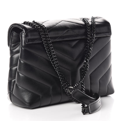 Saint Laurent Calfskin Y Quilted Monogram Small Loulou Chain Satchel Black 3 of 11