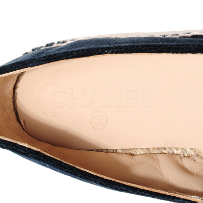 Chanel Velvet CC Espadrilles 38 Navy Black 5 of 6