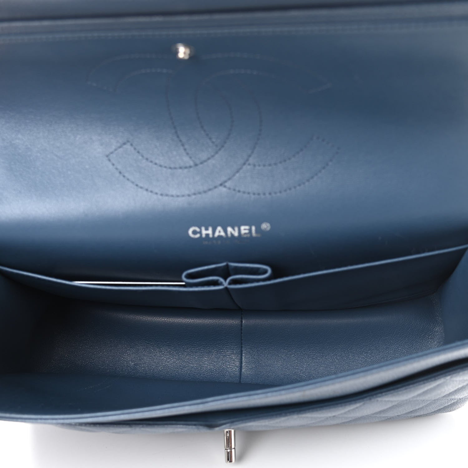 Chanel Caviar Quilted Jumbo Double Flap Navy Blue 4 of 11