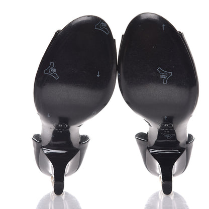 Chanel Patent Pearl Peep Toe d'Orsay Pumps 39 Black 5 of 10