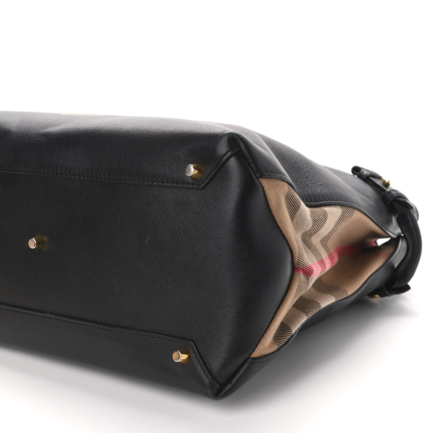 Burberry Calfskin House Check Small Banner Tote Black 6 of 13