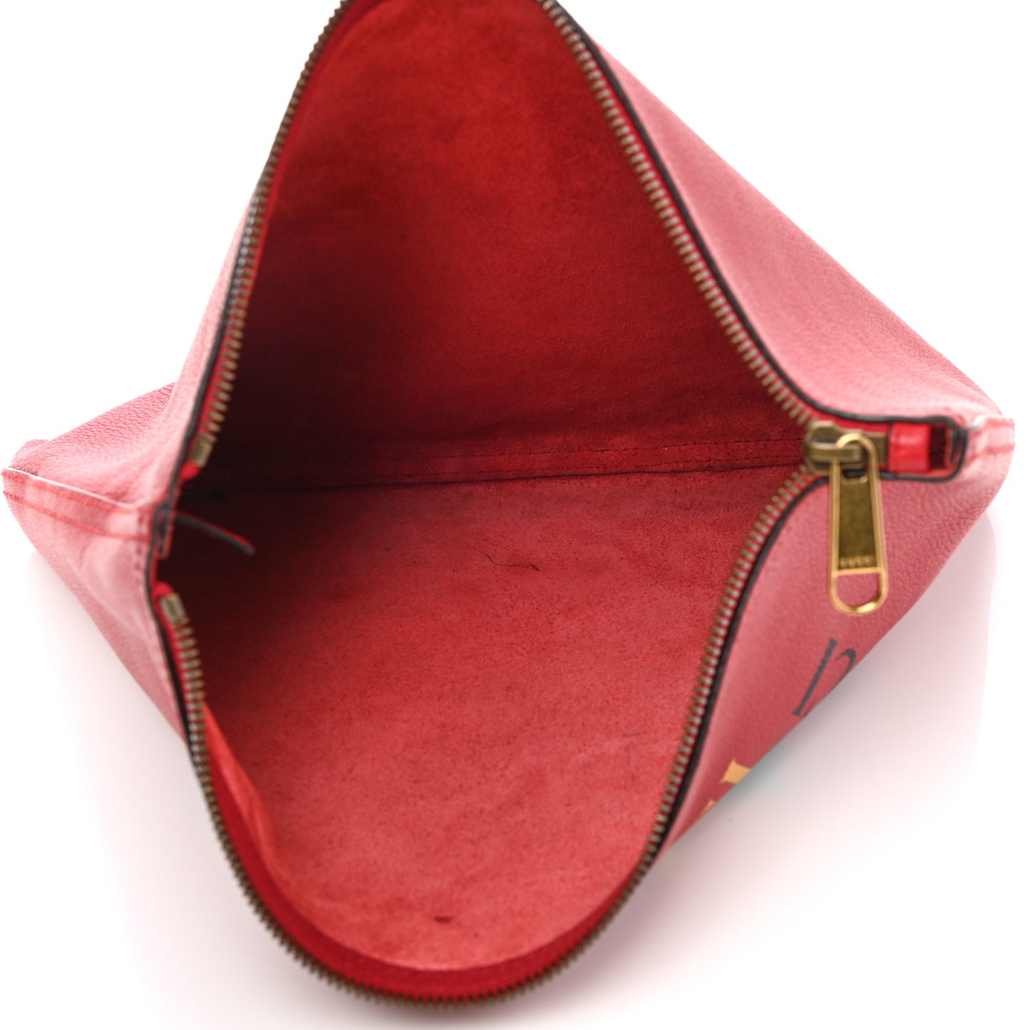 Pebbled Calfskin Medium Logo Portfolio Clutch Hibiscus Red