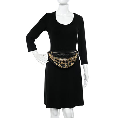Chanel Lambskin Quilted All About Chains Waist Belt Bag Black 2 of 10