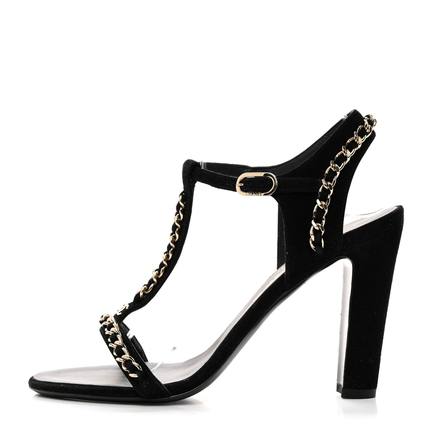 Suede CC Chain Sandals 37.5 Black
