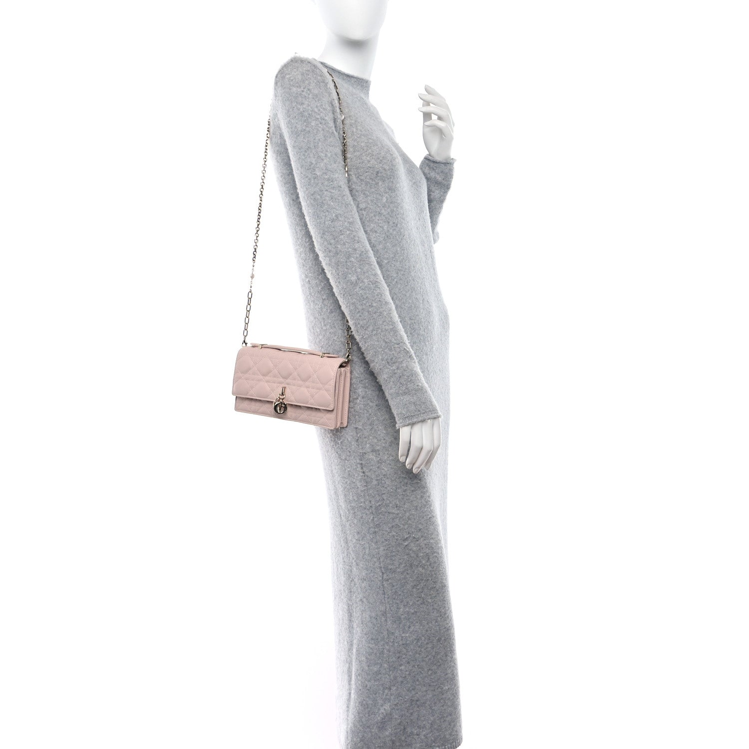 Christian Dior Lambskin Cannage Mini My Dior Top Handle Clutch Rose Poudre 2 of 13