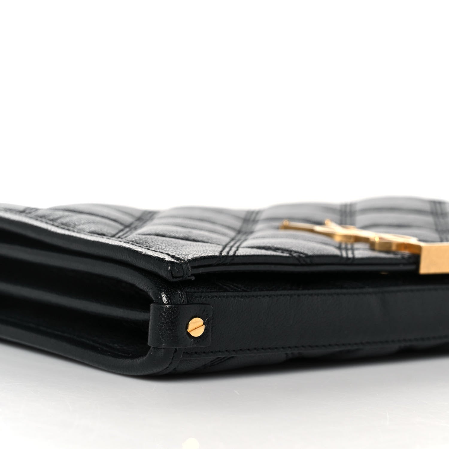 Saint Laurent Lambskin Diamond Quilted Becky Chain Wallet Black 6 of 8