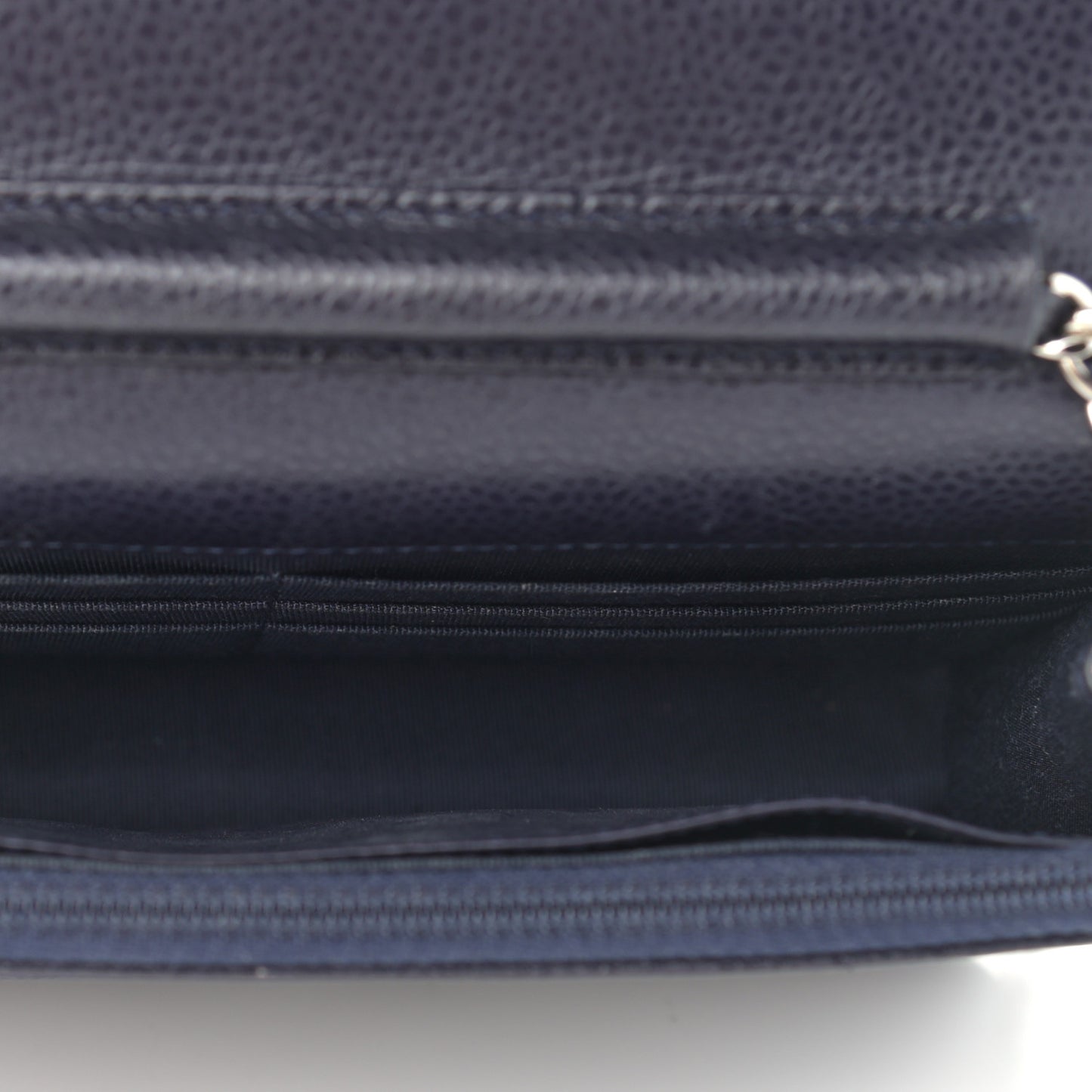 Caviar Quilted Wallet On Chain WOC Navy Blue