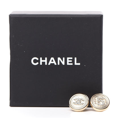Chanel Crystal CC Round Earrings Light Gold 5 of 5