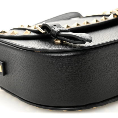 Valentino Garavani Grained Calfskin Rockstud Flap Messenger Black 8 of 9