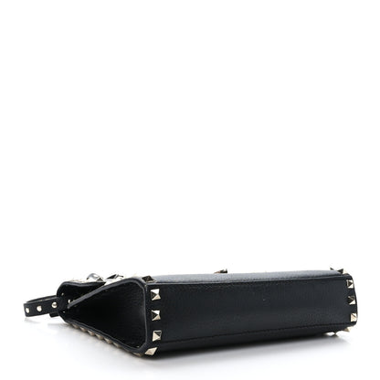 Valentino Garavani Pebbled Calfskin Medium Rockstud Flip Lock Crossbody Bag Black 4 of 8