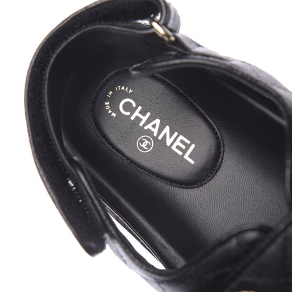 Chanel Grained Calfskin Velcro Dad Sandals 39.5 Black 8 of 13