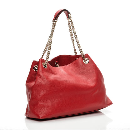 Gucci Pebbled Calfskin Medium Soho Chain Shoulder Bag Tabasco Red 3 of 7