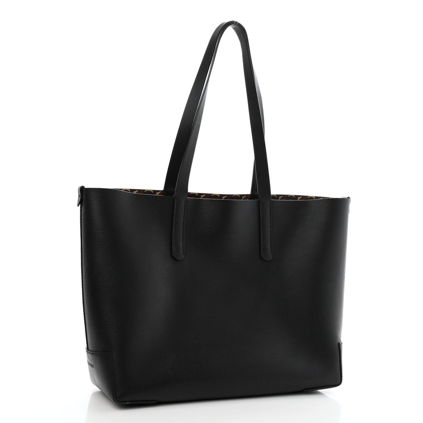 Calfskin TB Motif Embossed Tote Black