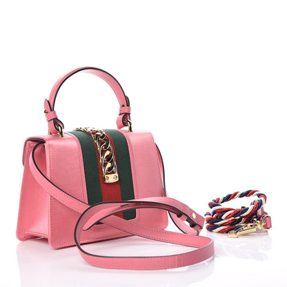 Gucci Satin Crystal Mini Sylvie Top Handle Bag Peony 3 of 9