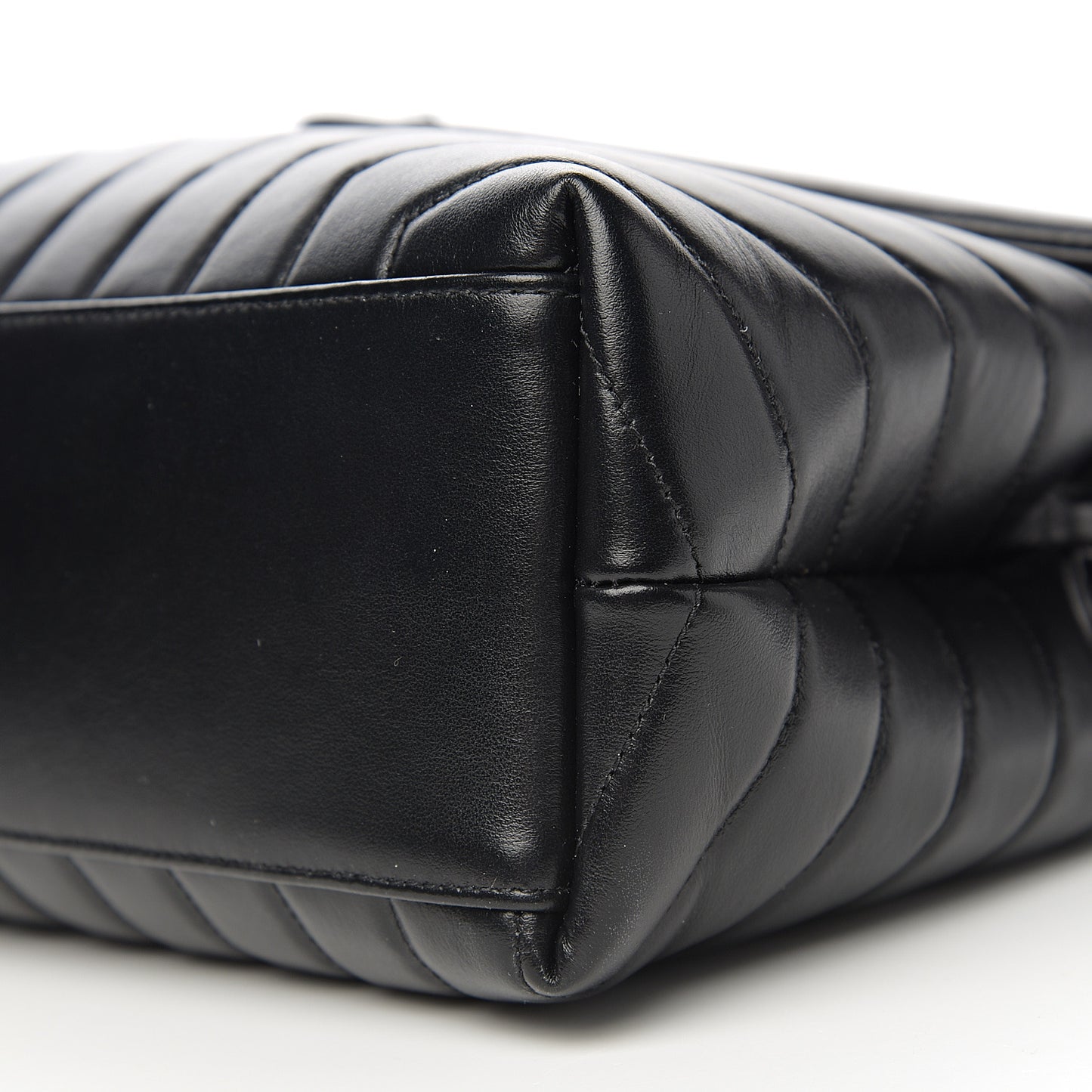 Calfskin Y Quilted Monogram Medium Loulou Chain Satchel Black